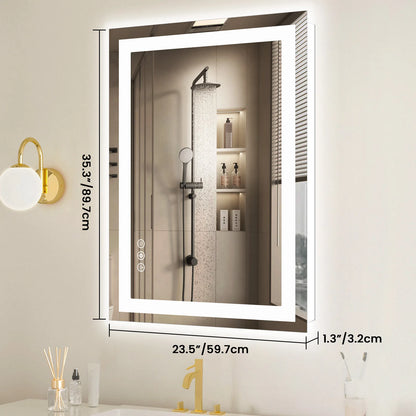 JHK 36"x 24"LED Bathroom Vanity Mirror for Wall  Tempered Glass with Front Light and Backlit For Living Room