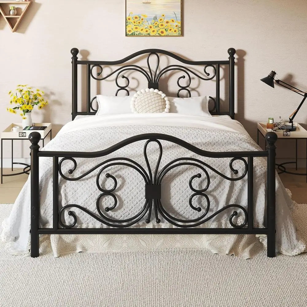 Full Metal Platform Bed with Sleek Design, Solid Slat Support, No Box Spring Required