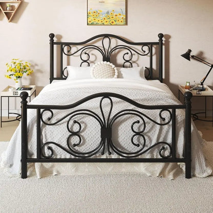 Full Metal Platform Bed with Sleek Design, Solid Slat Support, No Box Spring Required