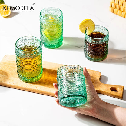 8PCS Vintage Raindrop Glass Cup 300/400ML Highball Glasses