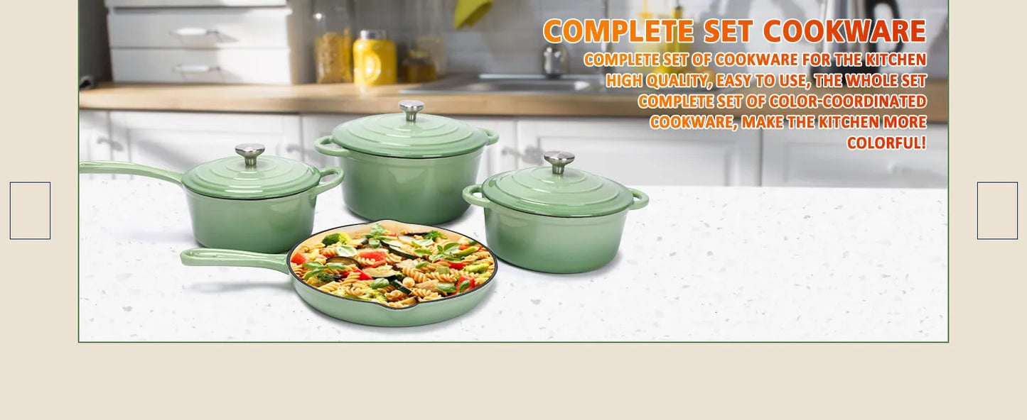 Cast Iron  7 Piece Enamel Cast Iron Set