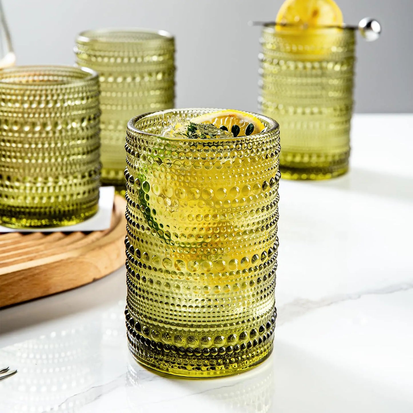 8PCS Vintage Raindrop Glass Cup 300/400ML Highball Glasses