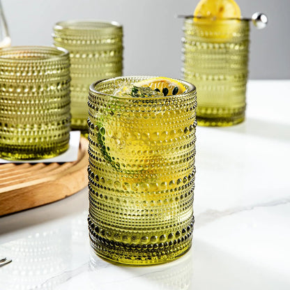 8PCS Vintage Raindrop Glass Cup 300/400ML Highball Glasses