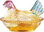 Glass Hen on Nest Candy Dish with Lid, Pastoral  Candy Bowl  with Lid,Muti-Color