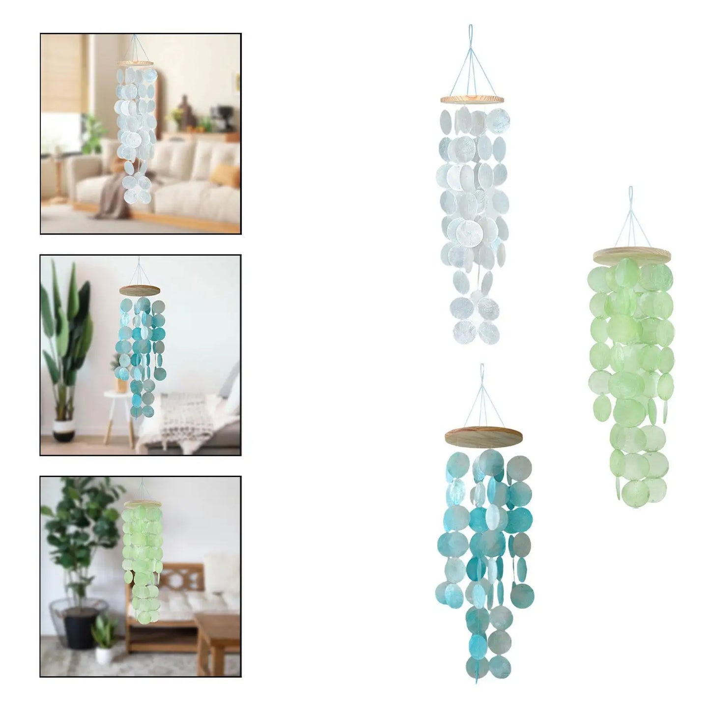 Sea Shell Wind Chimes Decoration 12x45cm for Trees, Fences Lightweight