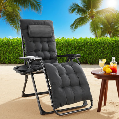 JHK Zero Gravity Recliner Camping Patio Lounge Chair  with Cup Holder  Removable Cushion For Outdoor Garden