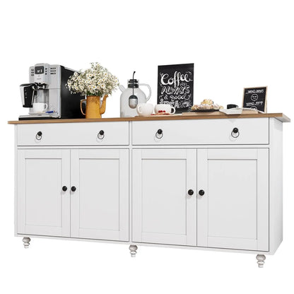Buffet Cabinet with Storage, 55'' Large Farmhouse Cabinet with 2 Drawers and 4 Doors