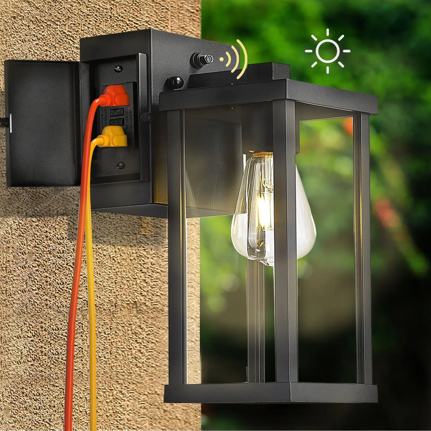 Porch Light With GFCI Outlet Dusk To Dawn Outdoor Light