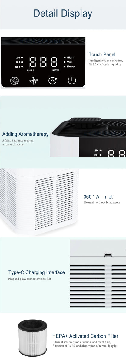 Air Purifier Smoke Odor Negative Ion Generator with Aromatherapy Air Cleaner