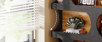 Tribesigns 71" Tall Bookcase, 4-Tier S-Shaped Bookshelf, Wood Modern Freestanding Display Shelves