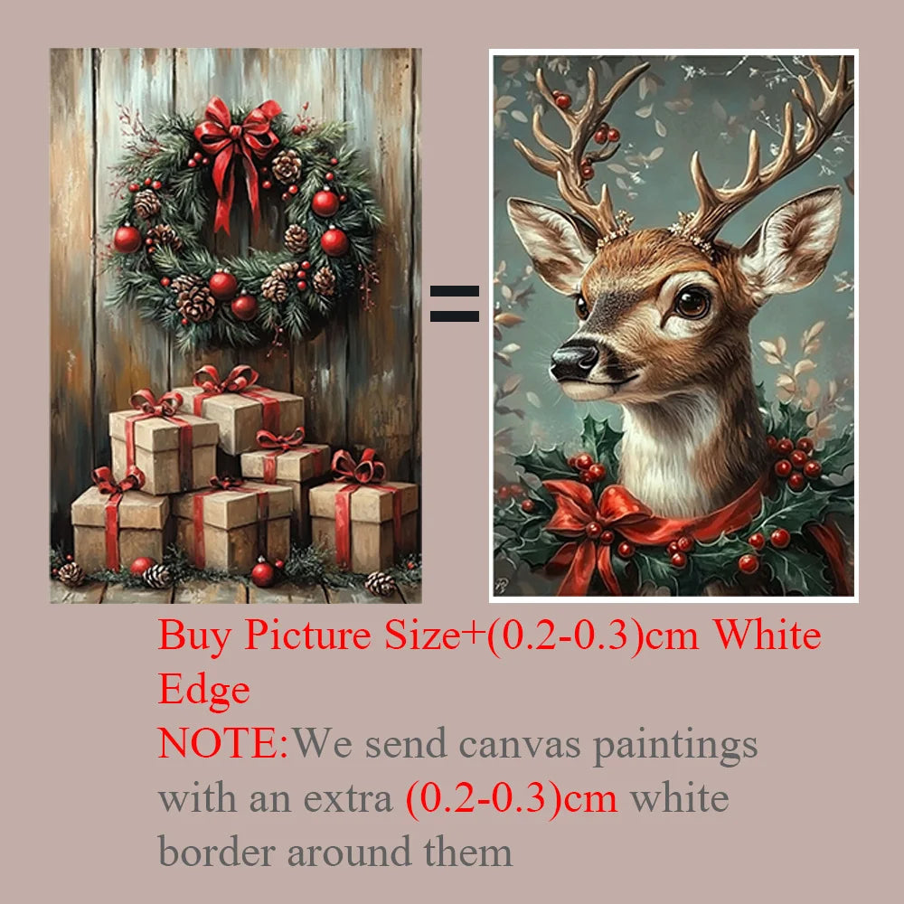 3pcs Eclectic Vintage Christmas Canvas Wall Art