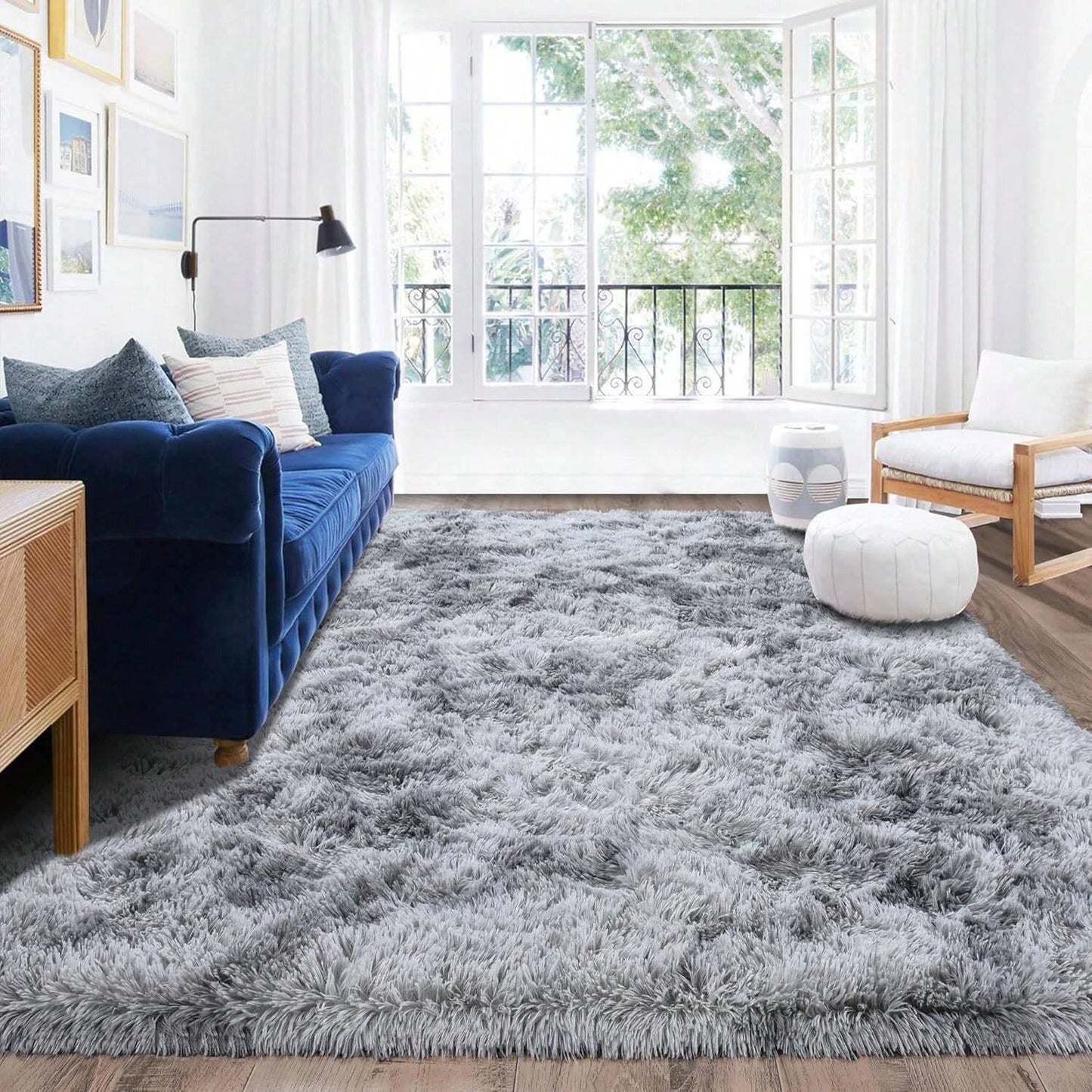 Grey Modern Fluffy Large Carpet Living Room,Plush Lounge Rug in The Bedroom Floor Mat,Soft Carpets For Kids Decoration,Gifts