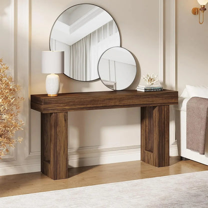 Customizable-63-Inch Long Console Table, Wooden Rectangular Sofa Table