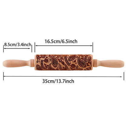 1 pcs Wooden Sunflower Embossed Rolling Pin
