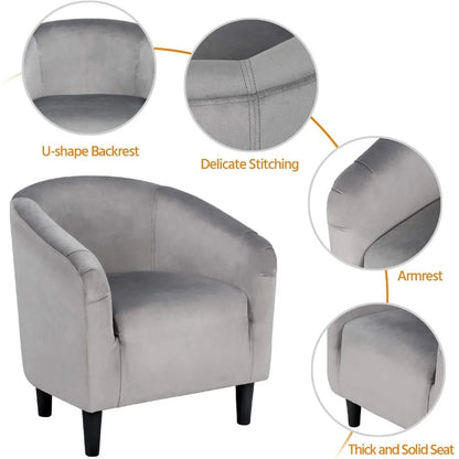 Barrel Chair, Modern Accent Chair Comfy Velvet Chair  for Living Room Bedroom Office,