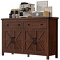 Buffet Cabinet with Storage Farmhouse with 4 Doors and 2 Drawers, 55'' Large Kitchen Storage  Blue Wood