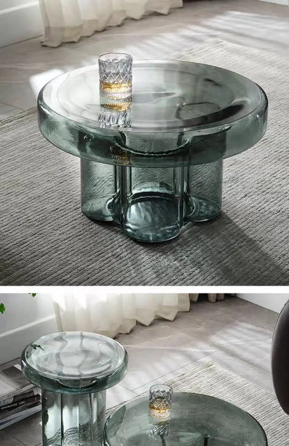 Nordic Creative Glass Coffee Table Living Room Handmade Coffee Table Round