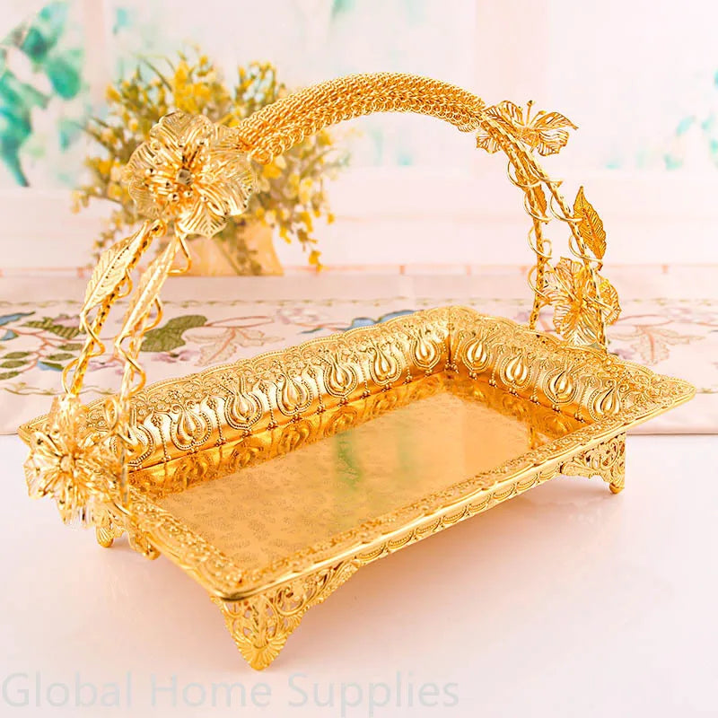 Gold Serving Tray Vintage  European Style Tray with Handle