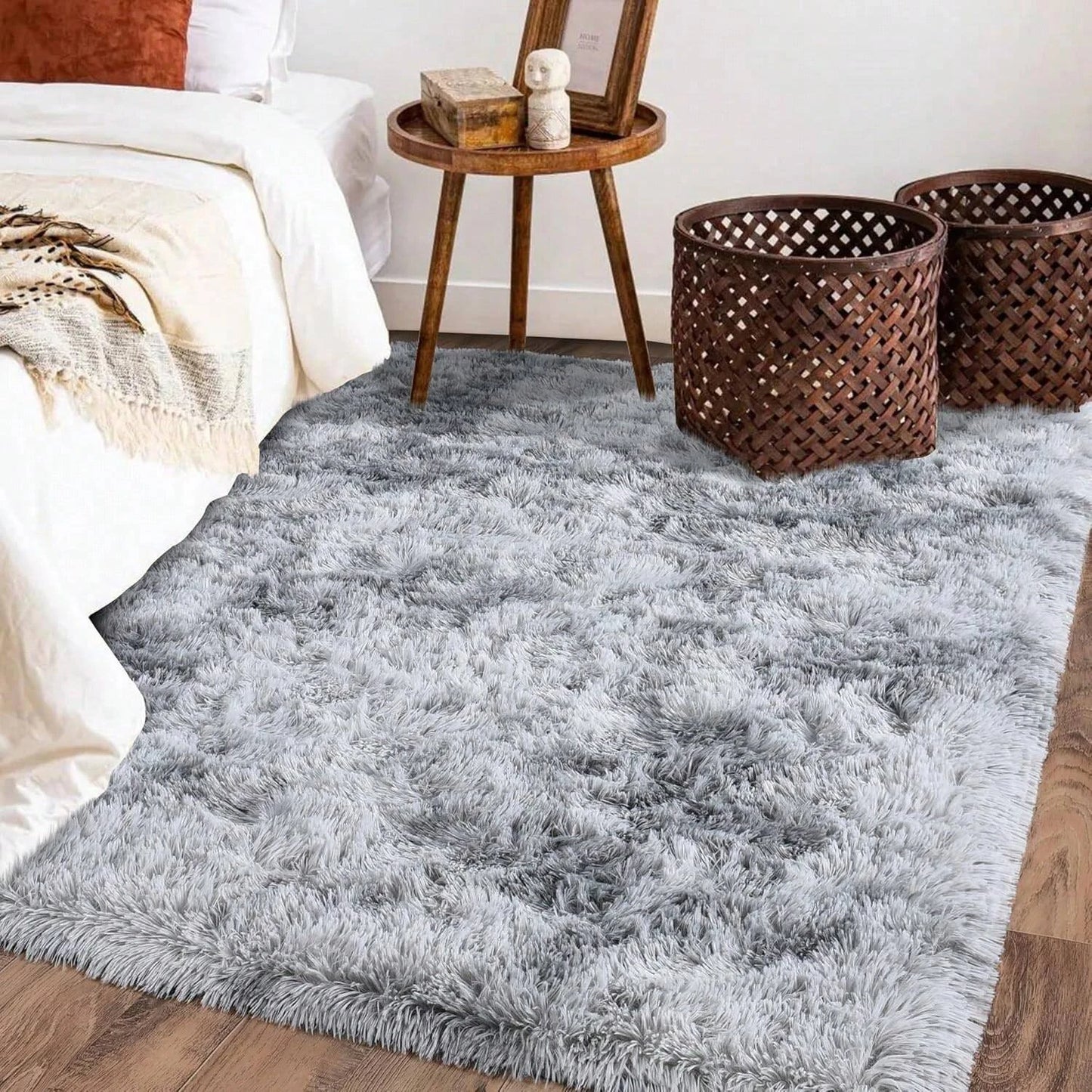 Grey Modern Fluffy Large Carpet Living Room,Plush Lounge Rug in The Bedroom Floor Mat,Soft Carpets For Kids Decoration,Gifts