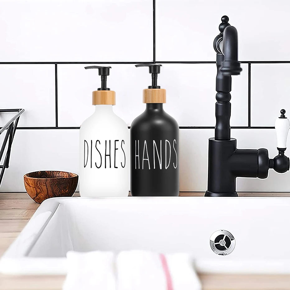 Black Dish Soap Dispenser Set