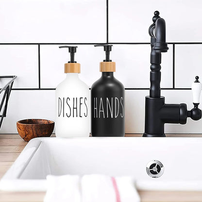 Black Dish Soap Dispenser Set