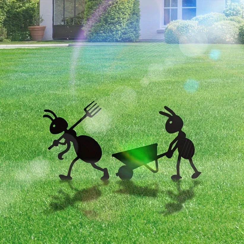 Charming Metal Ants for Garden - Outdoor Yard Ornaments and Lawn Stakes.