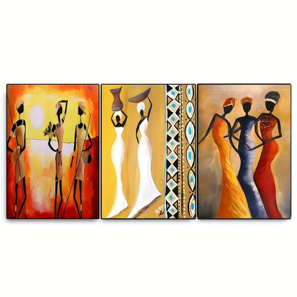 3pcs African Women Classic Vintage Wall Art Canvas Painting