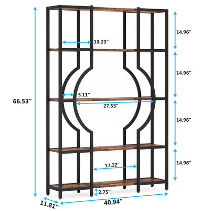 Tribesigns Bookshelf Industrial 5 Tier Etagere Bookcase,