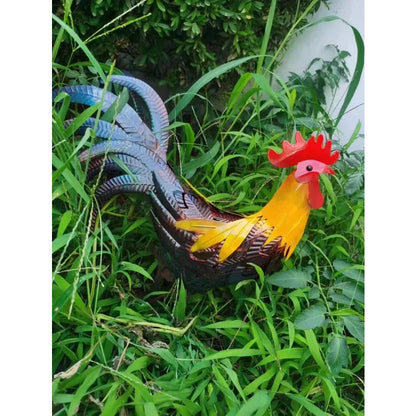 1Pcs Metal Garden Sculpture Iron Rooster Home Garden Decoration Shelf Wall Sculpture