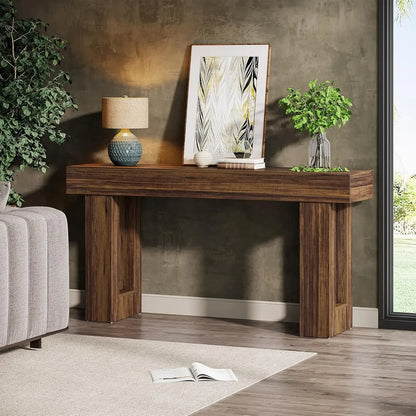 Customizable-63-Inch Long Console Table, Wooden Rectangular Sofa Table