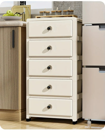 5-Drawer White Storage Cabinet - Sturdy, Smooth Sliding for Closet, Office, Bedroom Organization.