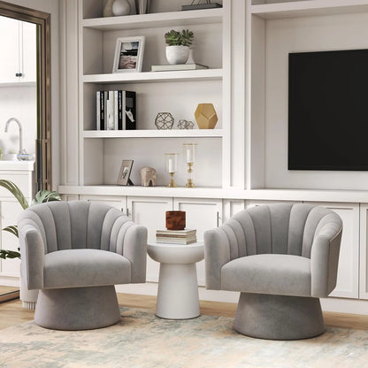 360° Swivel Velvet Upholstered Barrel Chair Set 2 Living Room Reading Round Armchair, 15 different colors