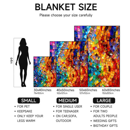 1 piece colorful mosaic flannel blanket