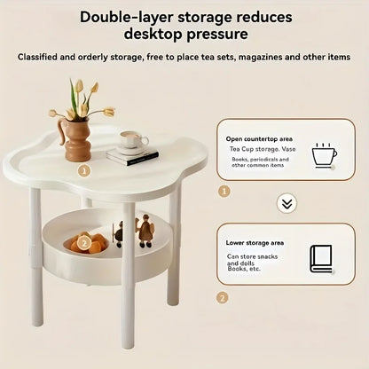 Stylish Modern Round Side Table with Storage Shelf
