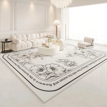 American Retro Carpets for Living Room Thick  Decor Flower Pattern Carpet
