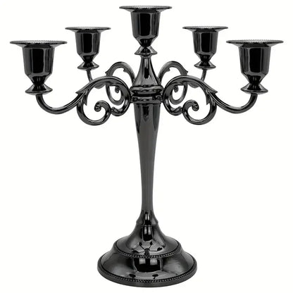 5 Arm Matte Black Candelabra Taper Candle Holders