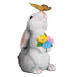 Solar Bunny Statue Garden Decor with Butterfly LED Light Resin Animal Figurine for Garden Courtyard