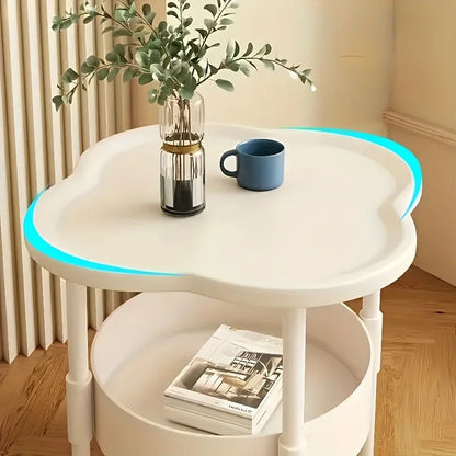 Stylish Modern Round Side Table with Storage Shelf