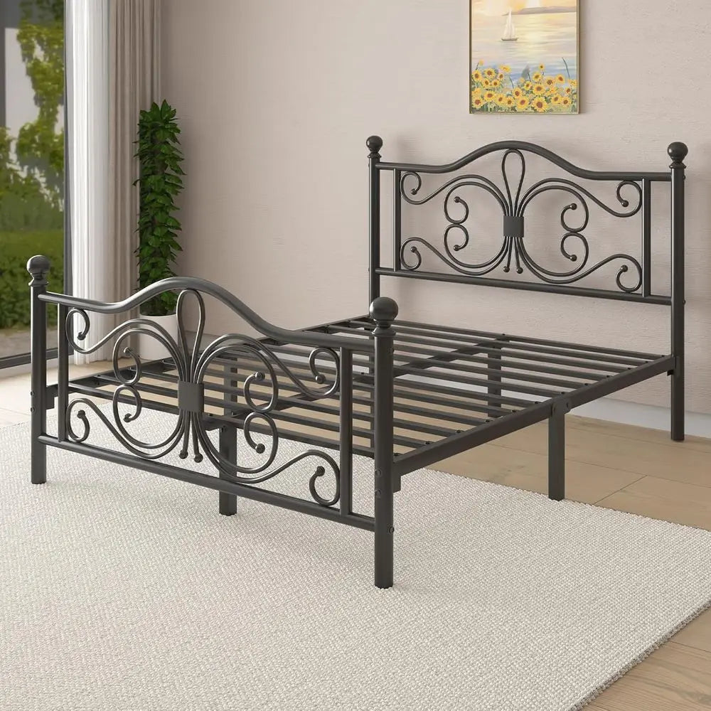 Full Metal Platform Bed with Sleek Design, Solid Slat Support, No Box Spring Required