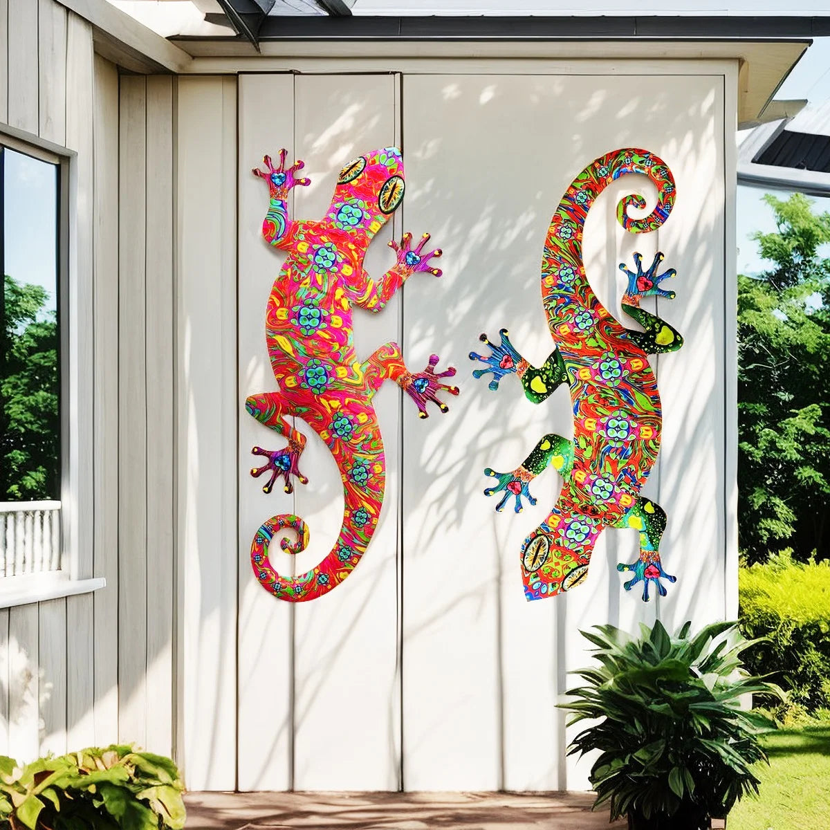 Metal Art Gecko Wall Decor  Lizard Sculptures Gecko Hanging Ornament f