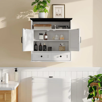 Wall Mounted Farmhouse Medicine Cabinet Over Toilet Storage With Barn Doors Adjustable Shelves