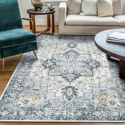 Area Rugs for Living Room, Machine Washable Non Slip Vintage Retro Rugs,
