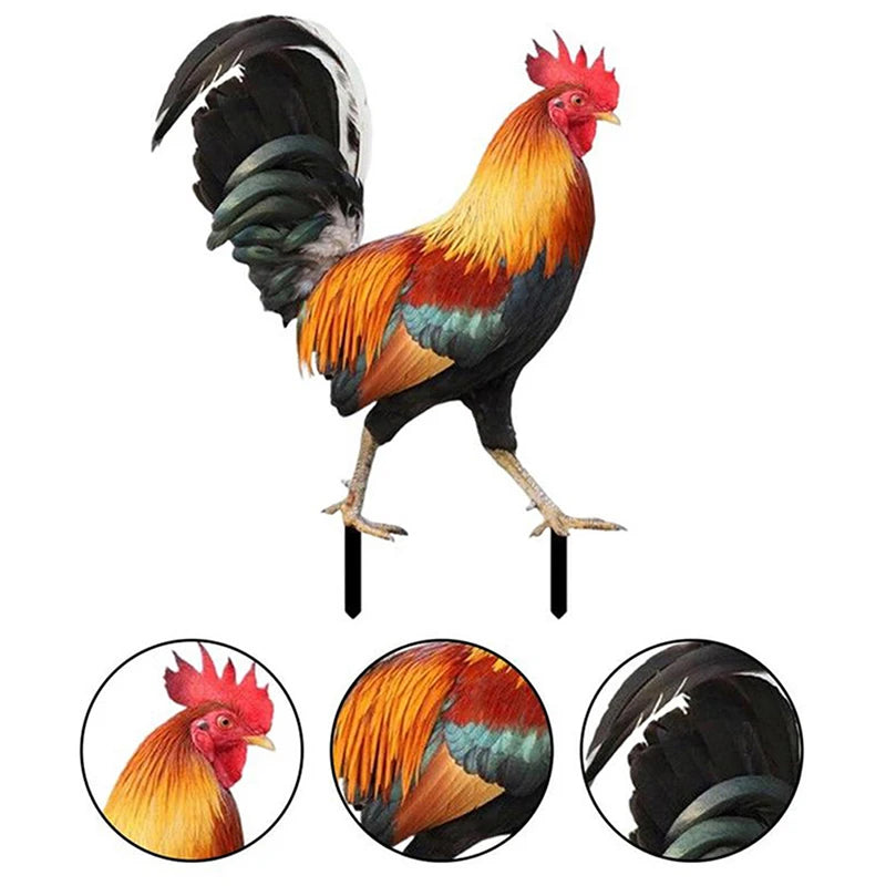 Garden Rooster Statue Chicken Sculpture For Yard Decor Patio