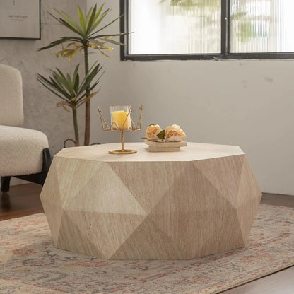 38" Modern Farmhouse Coffee Table, Drum Coffee Table