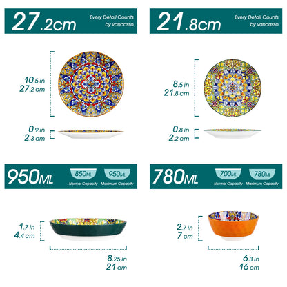vancasso 12/16/18/24 Piece Ceramic Dinnerware Set For 6