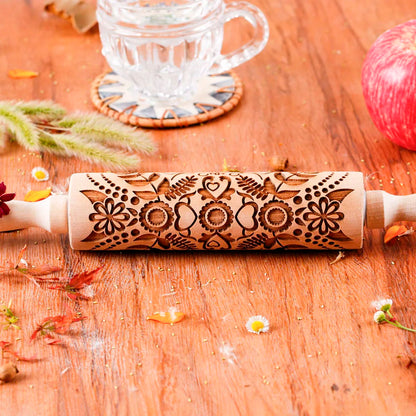 1 pcs Wooden Sunflower Embossed Rolling Pin