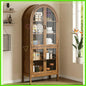 70.9'' Arched Kitchen Pantry Cabinet with Acrylic Glass Doors, 5-Tier Shelves, Walnut Finish