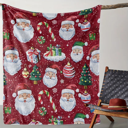 Vintage Christmas Pattern Flannel Throw Blanket