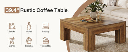 Tribesigns 39.4-Inch Square Coffee Table for Living Room, Farmhouse