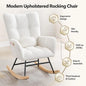 Modern Upholstered Nursery Rocking Chairs, with Side Pocket High Back Teddy Boucle  4 colors